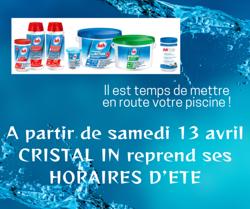 Magasin Cristal'in : Horaires d'été